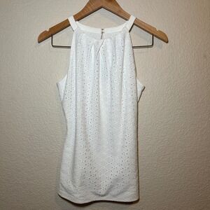 White House Black Market Women XS Tank Top Sleeveless Eyelet Lace Boho Beach NWT